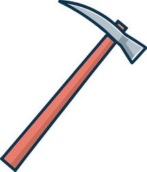 pickaxe metal head with wooden handle illustration