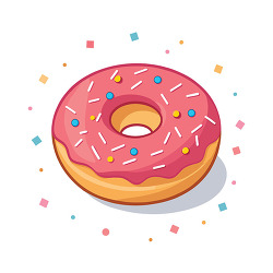 Pink Frosted Donut Sweet Dessert Bakery Illustration