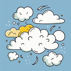 Playful Cartoon Clouds on Blue Background