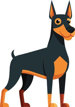 Playful Cartoon Doberman Standing Proudly in a Bright Design