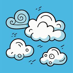 Playful Clouds Illustration on Blue Background