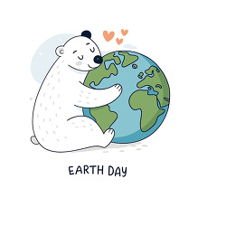 polar bear hugging earth earth day poster