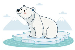Polar Bear Sitting on Ice Floe