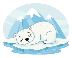 Polar Bear Sleeping On Iceberg Cartoon
