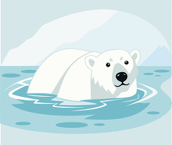 Polar Bear Swimming In Arctic Water Anima