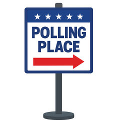 Polling Place Sign With Red Arrow