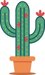 potted cactus with red flowers vector