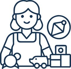 preschool teacher with toys line icon