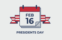 Presidents Day calendar February sixteen