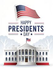 Presidents Day Illustration with the White house american flag