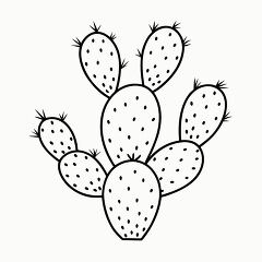 Prickly Pear Cactus Black Outline for Crafting