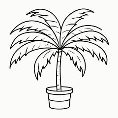 Printable Black Outline Drawing of an Areca Palm Plant