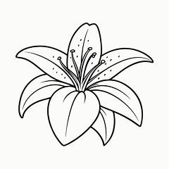 Printable Black Outline of a Lily Flower Design for Art