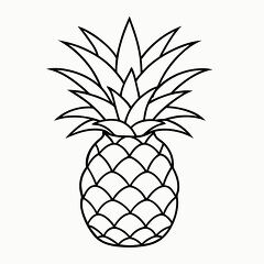 Printable Black Outline of a Pineapple Plant Design