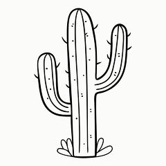 Printable Black Outline of a Saguaro Cactus