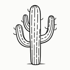 Printable Black Outline of a Saguaro Cactus Design