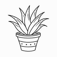 Printable Black Outline of an Aloe Vera Plant for Coloring