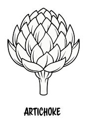 Printable Black Outline of an Artichoke Plant Design