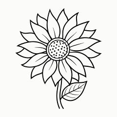 Printable Black Outline Sunflower Design for Coloring