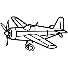 Propeller Airplane Black Outline