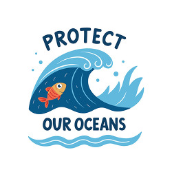 protect our oceans wave fish awareness poster