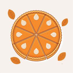 Pumpkin Pie Clipart with Cream Topping for Autumn