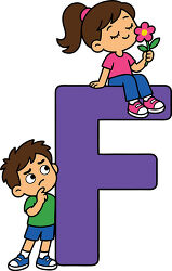 Purple Letter F Kids With Flower