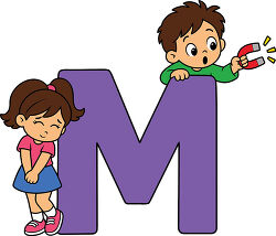 Purple Letter M Kids With Magnet