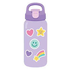 Purple Water Bottle With Stickers