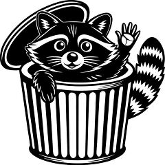 Raccoon Waving From a Dumpster in a Playful Moment