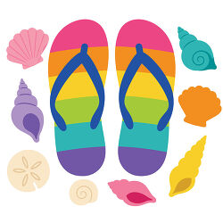 Rainbow Flip Flops With Seashells