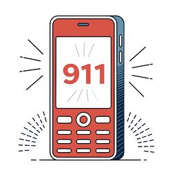 red cellphone calling 911 emergency