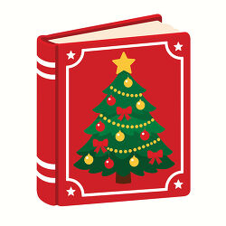 Red Christmas Book With Decorated Tree Cover
