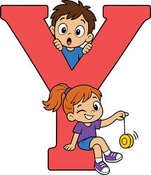 Red Letter Y Girl Playing With Yo Yo