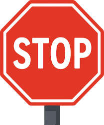 red stop sign with white letters