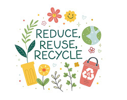 Reduce reuse recycle eco message poster design