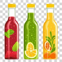 Refreshing Vegetable Juices in Colorful Bottles