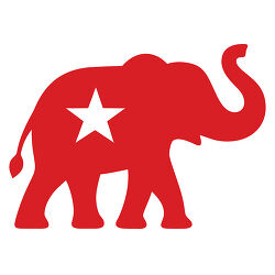 Republican Elephant Red Star Silhouette