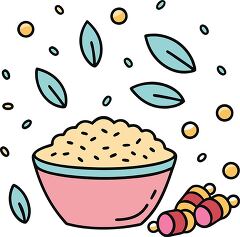 rice and beans colorful playful icon clip art