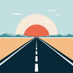 road with sunset landscape