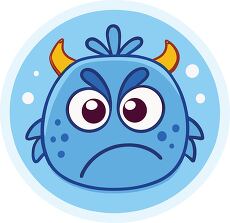 Sad Blue Monster Clipart Sticker