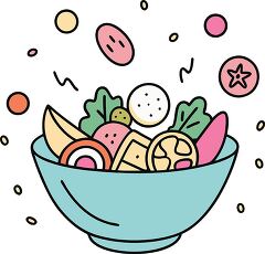 salad bowl colorful playful icon clip art