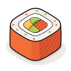 salmon sushi roll with avocado and rice filling