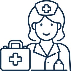 school nurse with first aid ki line icon