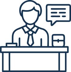 school principal at desk line icon