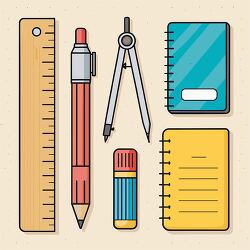 school supplies flat vector illustration