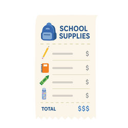 School Supplies List Receipt