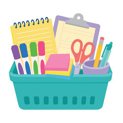 School Supply Basket With Scissors