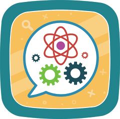 Science and Technology Clip Art With Gears and Atoms