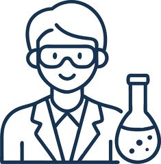 science teacher with lab coat line icon